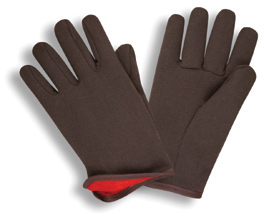  MDS Economy Brown Cotton Jersey Gloves w/ Fleece Lining