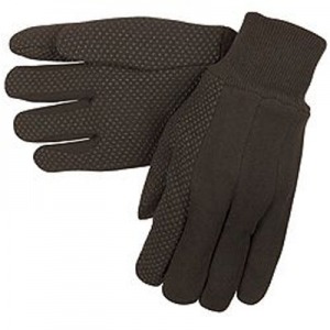 Economy 9-oz Brown Jersey Work Gloves w/ PVC Dots
