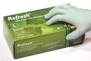 Aurelia® Refresh™ Disposable powder-Free Mint Latex Exam Gloves