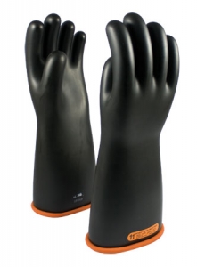 155-4-16 PIP® 16` Novax® Electrical Safety Class 4 Rubber Insulating Protective Work Gloves, Two Tone Black and Orange