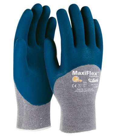 #34-9025 PIP® MaxiFlex® Comfort™ Seamless Knit Cotton / Nylon / Lycra Glove with Nitrile Coated MicroFoam Grip on Palm, Fingers & Knuckles 