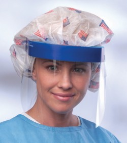 MDS Economy Disposable Face Shield w/ Contoured Foam Band. Color blue.