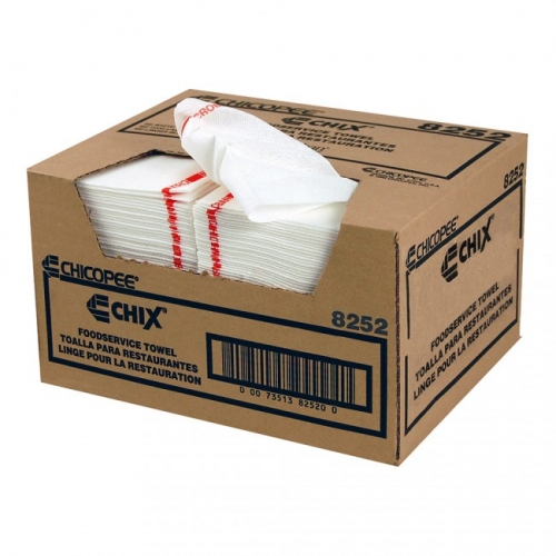 8252 Chicopee® Chix® Disposable White Foodservice Towels w/ Microban®, 13` x 21`
