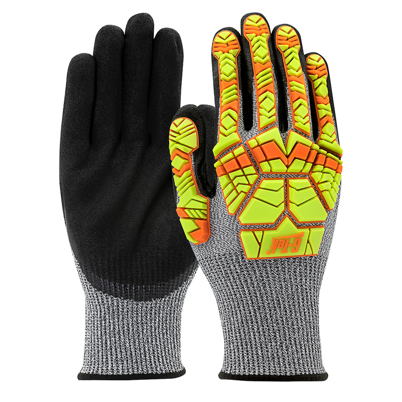 16-MPH430 PIP® G-Tek® Seamless Knit PolyKor® Blended Glove with Hi-Viz Impact Protection and Double-Dipped Nitrile Coated MicroSurface Grip on Palm & Fingers