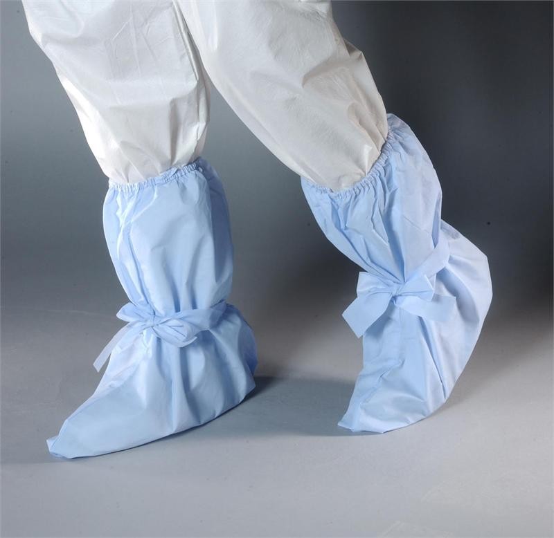 AquaTrak Boot Covers w Ankle Ties Fluid Resistant Anti Slip Ankle High Single Use Boot Covers Cleanroom Boot Covers