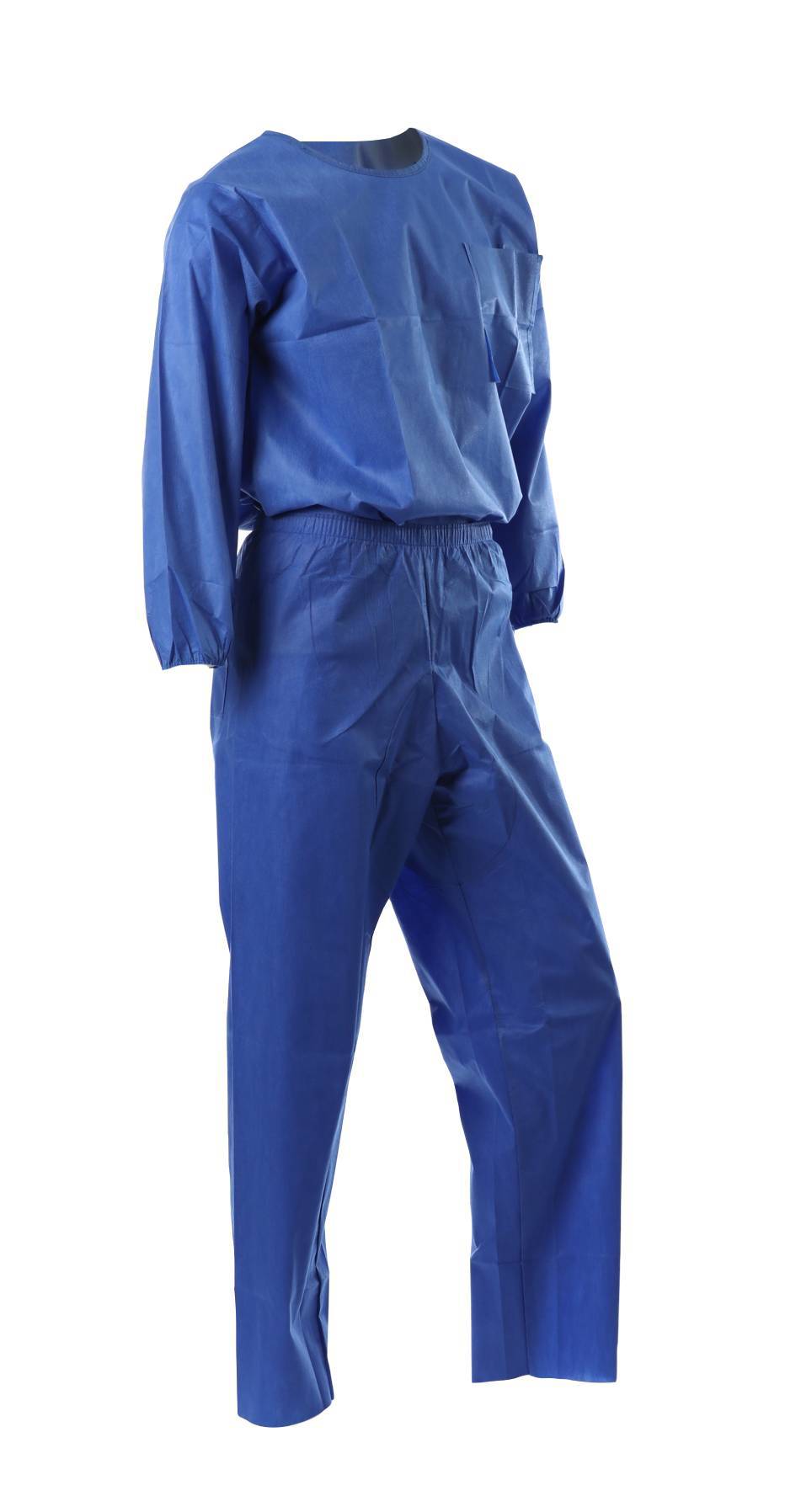 Blue Medium Halyard Health 69701 Scrub Shirt 3-Layer SMS Fabric Case of 48 