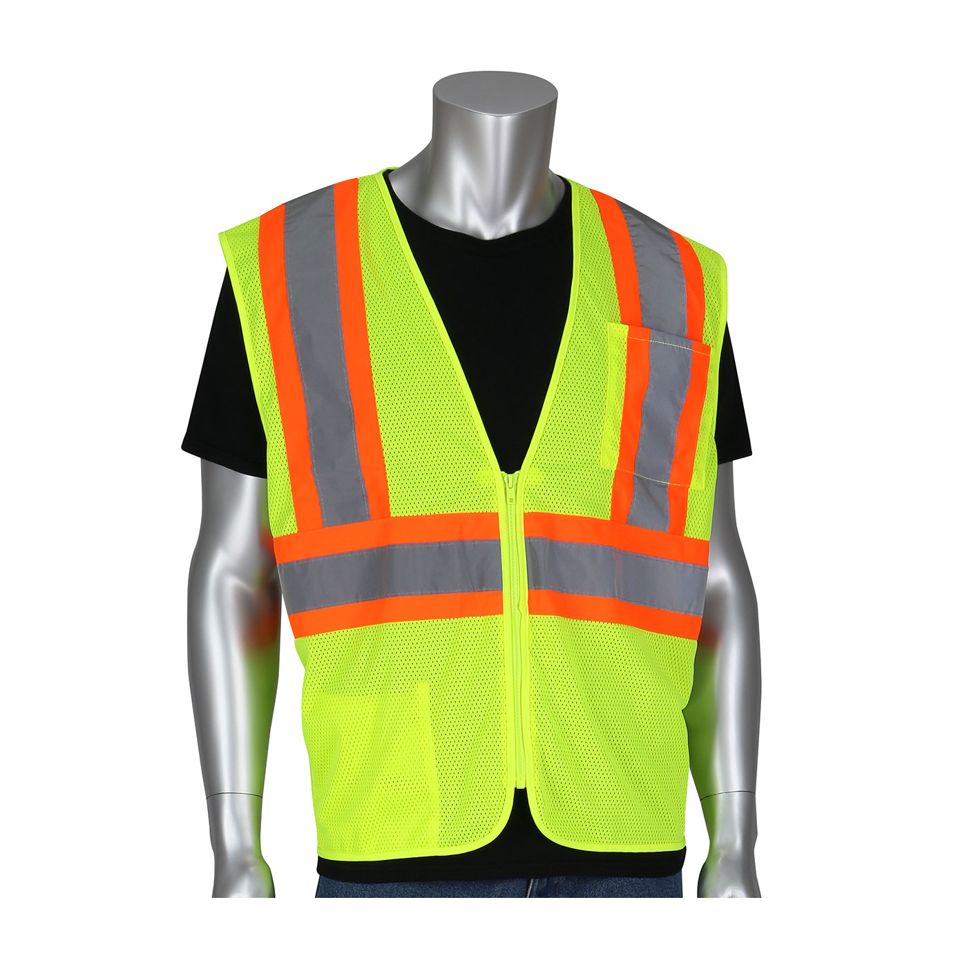  #305-MVZSE PIP® ANSI Type R Class 2 FR Treated Two-Tone Mesh Vest - Hi-Viz Yellow