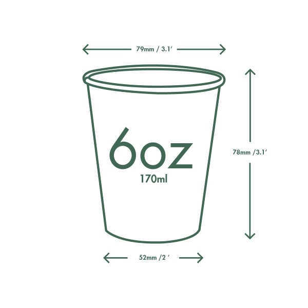 Vegware Compostable Hot Cups, 6-oz (1000ct)