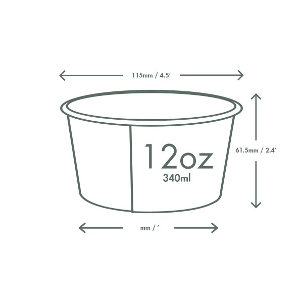 Vegware Sustainable 12oz PLA Round Deli Container (Case of 500)