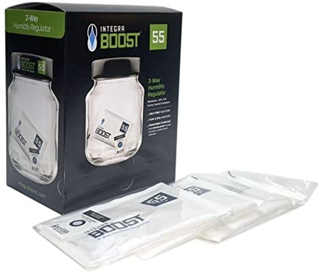 Set Integra Boost 55% – 5 Confezioni Da 8g Regolatore Umidità A 2 Vie Con Indicatore – Per Erbe E Fiori