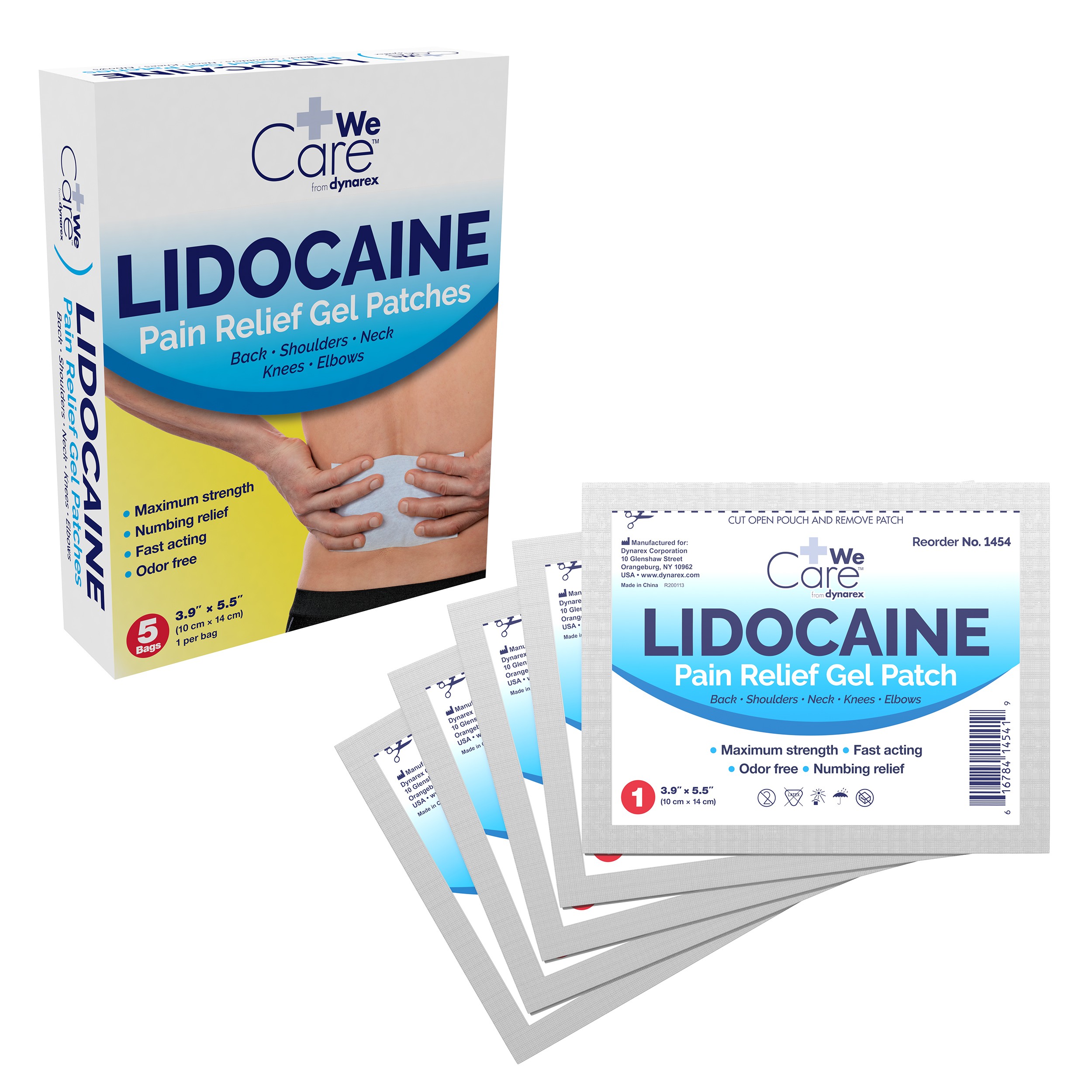 1454 Dynarex Lidocaine Pain Relief Gel Patches