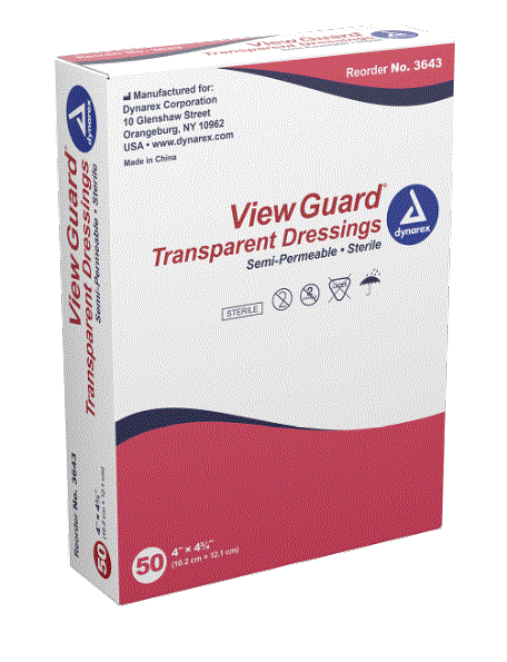 Dynarex® View Guard® Transparent Adhesive Tattoo Bandage Sheets - 4` x 4-3/4`