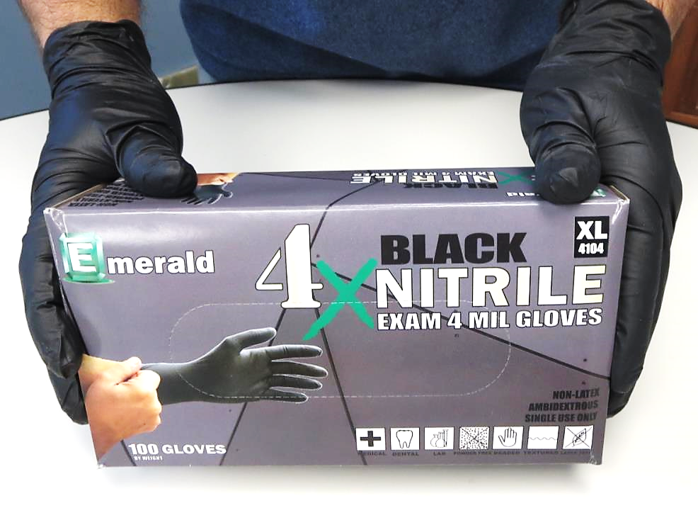 Emerald 4X Black Latex-Free Powder-Free 4-Mil Nitrile Exam Gloves