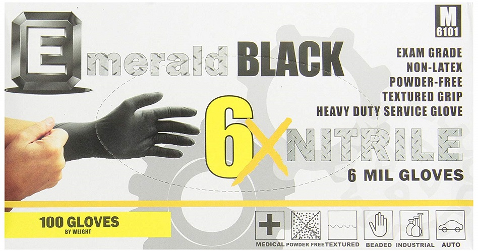 Emerald 6X Black Latex-Free Powder-Free Nitrile Exam Gloves
