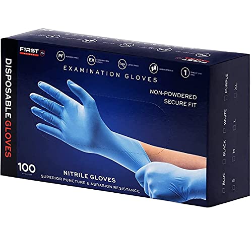 Blue Nitrile Disposable Gloves Large - Size 9 Sterling Protectives Powder Free AQL 1.5 Premium Gloves 100 Pack