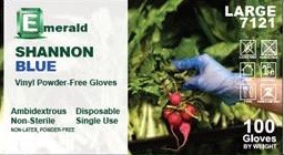 Emerald Shannon Blue Powder-Free 4-Mil General Purpose Vinyl Gloves 