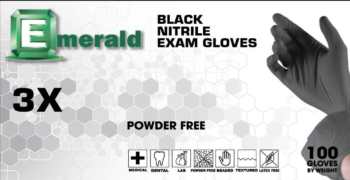 Emerald 3X Black Latex-Free Powder-Free 3-Mil Nitrile Exam Gloves