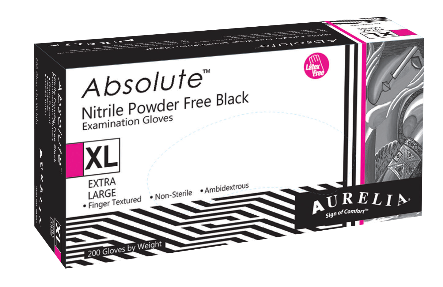Aurelia® Absolute® Black Honeycomb Nitrile Gloves - 3.2mil (200/box) 