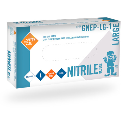 #GNEP-SIZE-1 Safety Zone Medical Grade Blue Disposable Powder-Free Textured Nitrile Exam Food Safe Disposable Gloves