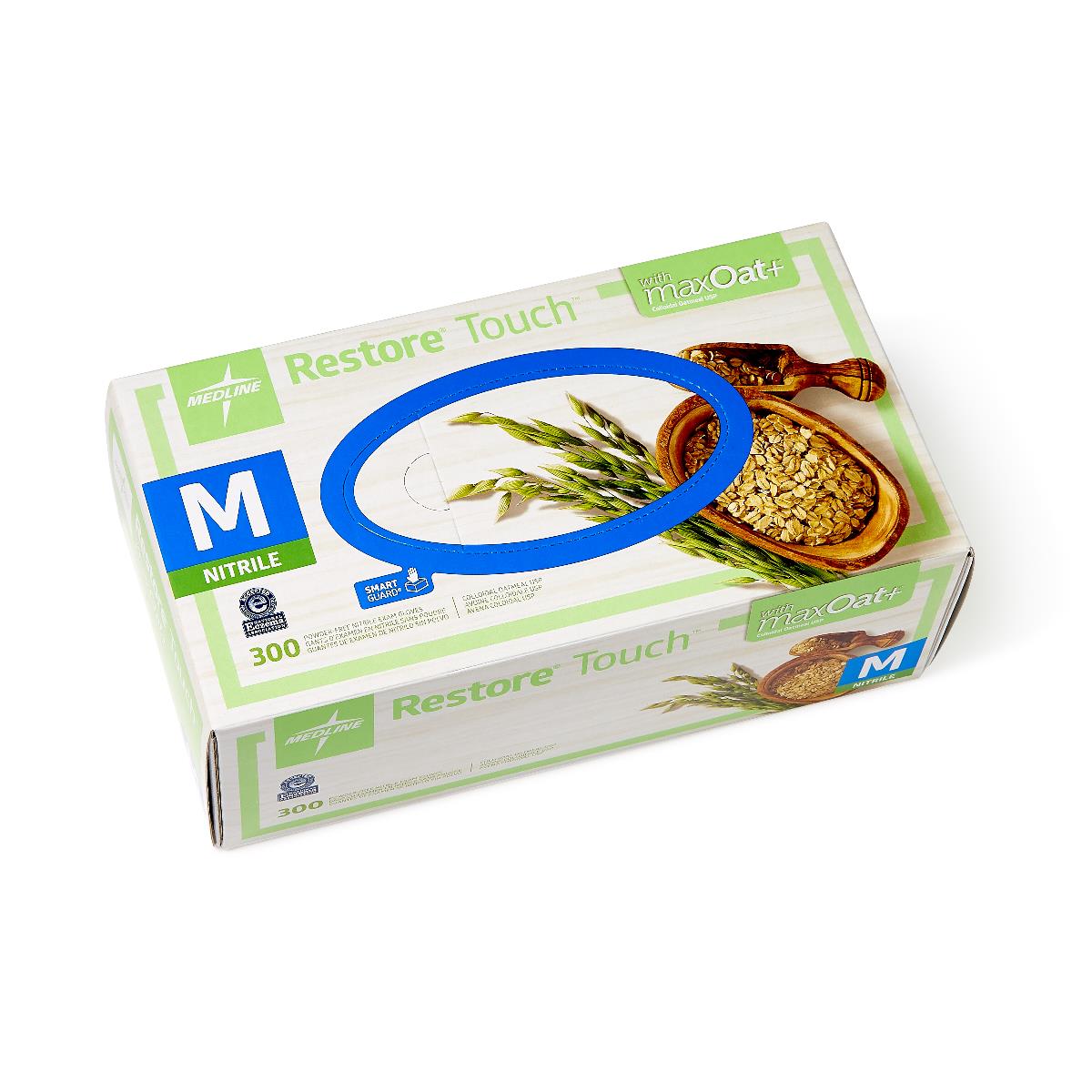 Restore® Touch Green Powder-Free Nitrile Gloves with maxOat+ colloidal oatmeal