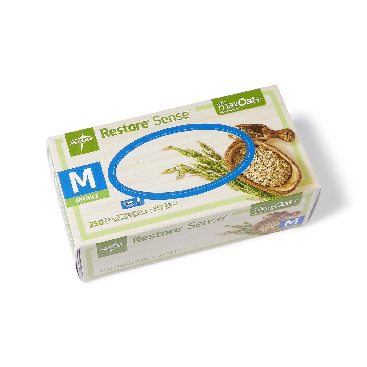 Restore® Sense Green Powder-Free Nitrile Gloves with maxOat+ colloidal oatmeal