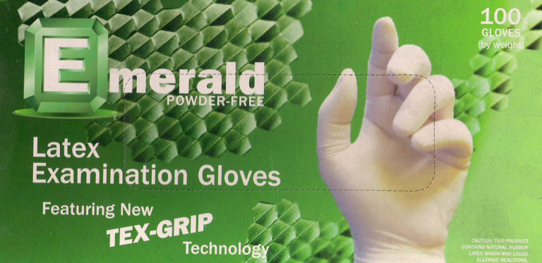 Emerald 5-mil Tex-Grip Powder-Free Latex Exam Gloves