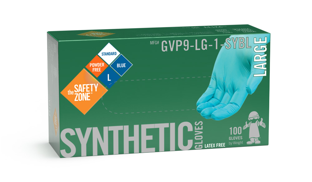 #GVP9-1-SYBL Safety Zone Disposable 3.0 mil Blue Powder-Free Vinyl Gloves