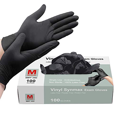 Basic Medical 4-mil black latex-free powder-free Synmax Vinyl Exam Gloves 