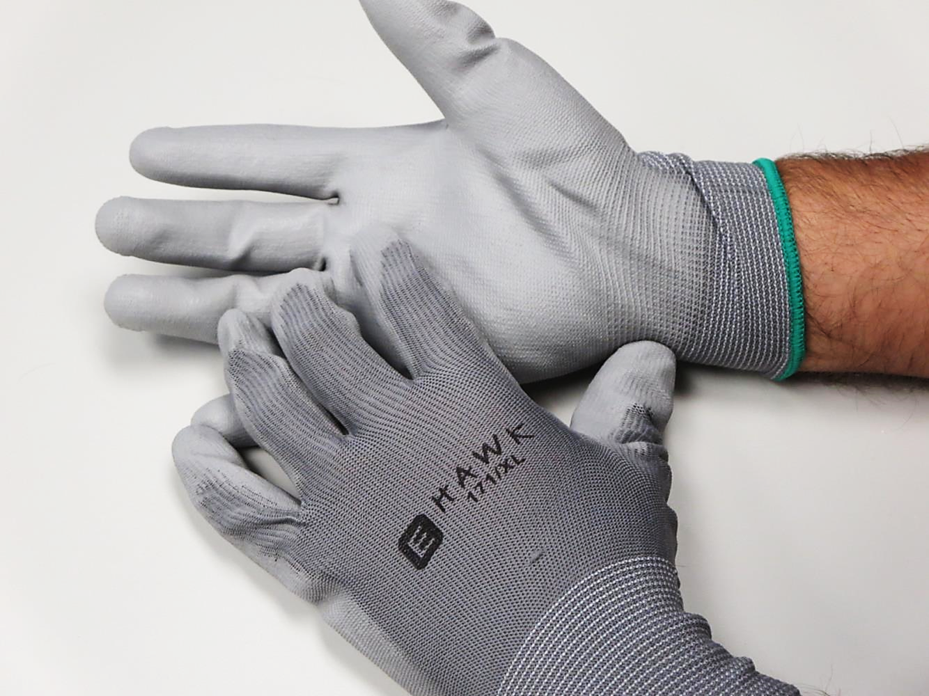 Emerald PPP Gray Hawk PU Coated Seamless Knitted Industrial Work Gloves 