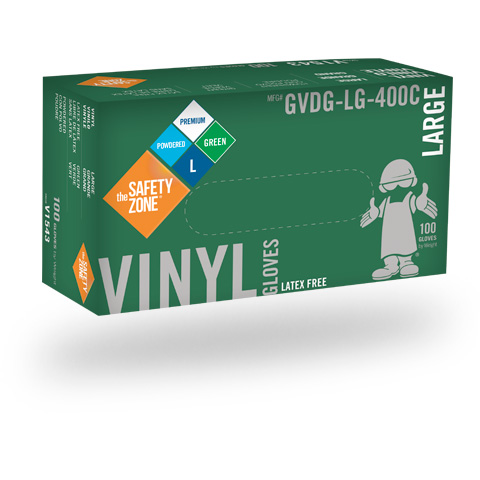 #GVDG-SIZE-400C Safety Zone Disposable 6 mil Green Powdered Vinyl Gloves