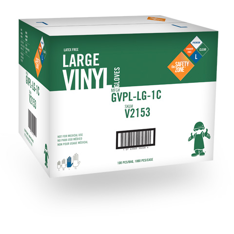 #GVNP-SIZE-1C Safety Zone 12-inch length Disposable 2.8 mil Clear Premium Powder-Free Vinyl Gloves