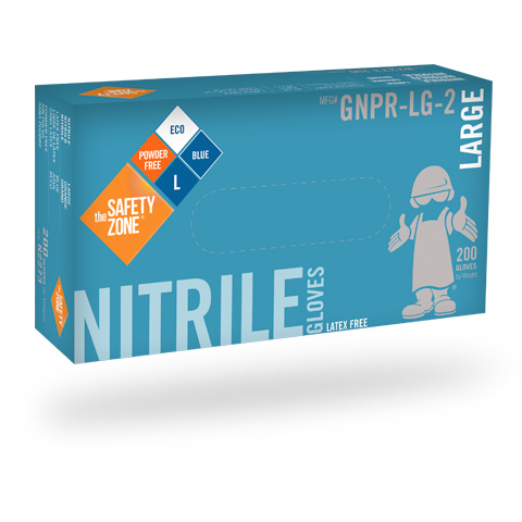Safety Zone #GNPR-2 Economy Industrial Powder-Free Blue Nitrile Gloves
