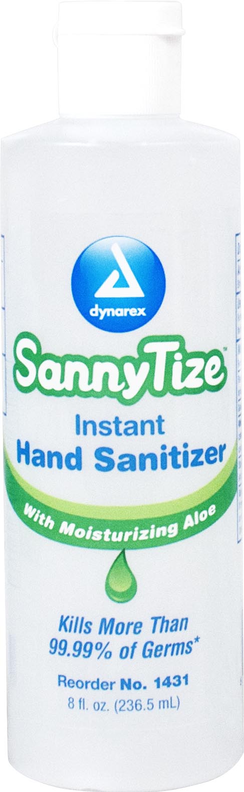 1431  Dynarex Sannytize Instant Hand Sanitizer contains 62% Ethyl Alcohol and come packed in a 8-ounce bottle