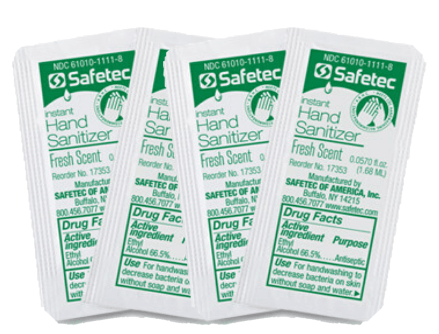 17353 Safetec® 66.5% ethyl alcohol with aloe vera Hand Sanitizer Packets (.057 ounce)