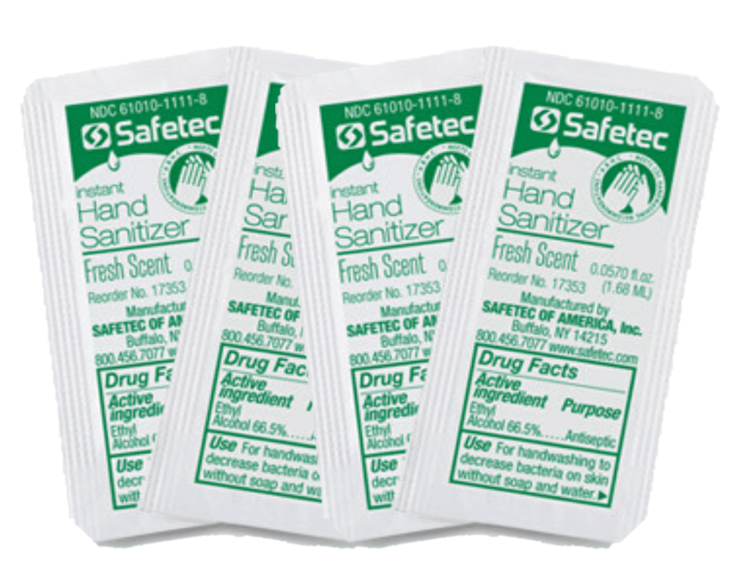 17352 Safetec® 66.5% ethyl alcohol with aloe vera Hand Sanitizer Packets (.125 ounce)