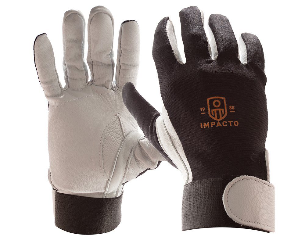 #403-30 Impacto® Pearl Leather Series Full Finger Work Glove with impact absorbing palm padding