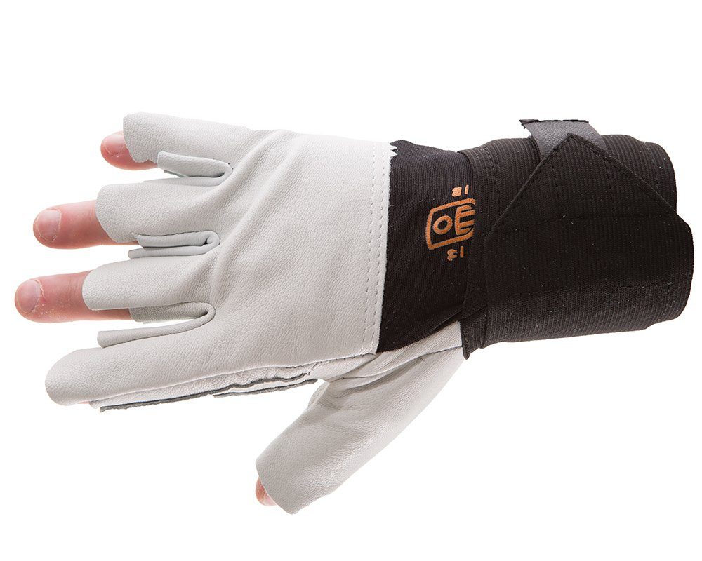 #479-31 Impacto® Half Finger Trigger Glove with soft pearl leather palm side and padded Wrist Support