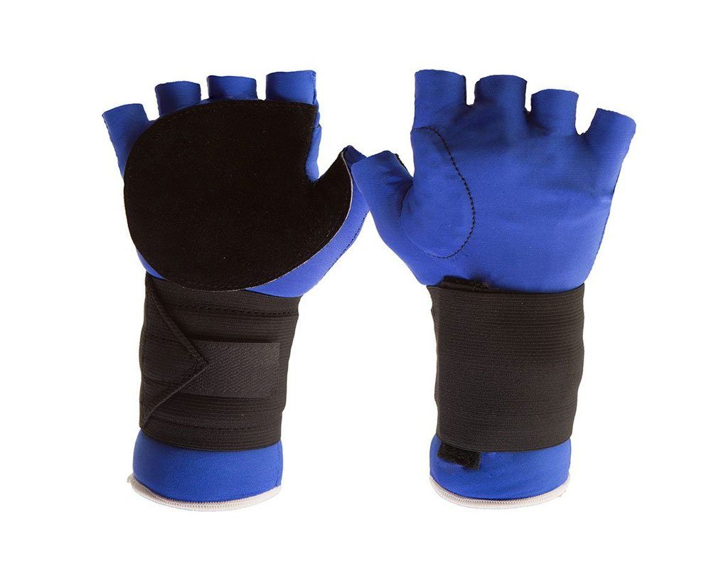 #ER509  Impacto® Ergotech Elastic Half Finger Wrist Support Glove made of nylon spandex, black suede leather cover