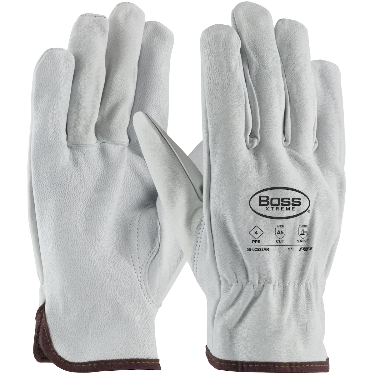 09-LC533AR  PIP® Boss® Xtreme AR Top Grain Goatskin Leather Drivers Glove with Para-Aramid Lining - Keystone Thumb