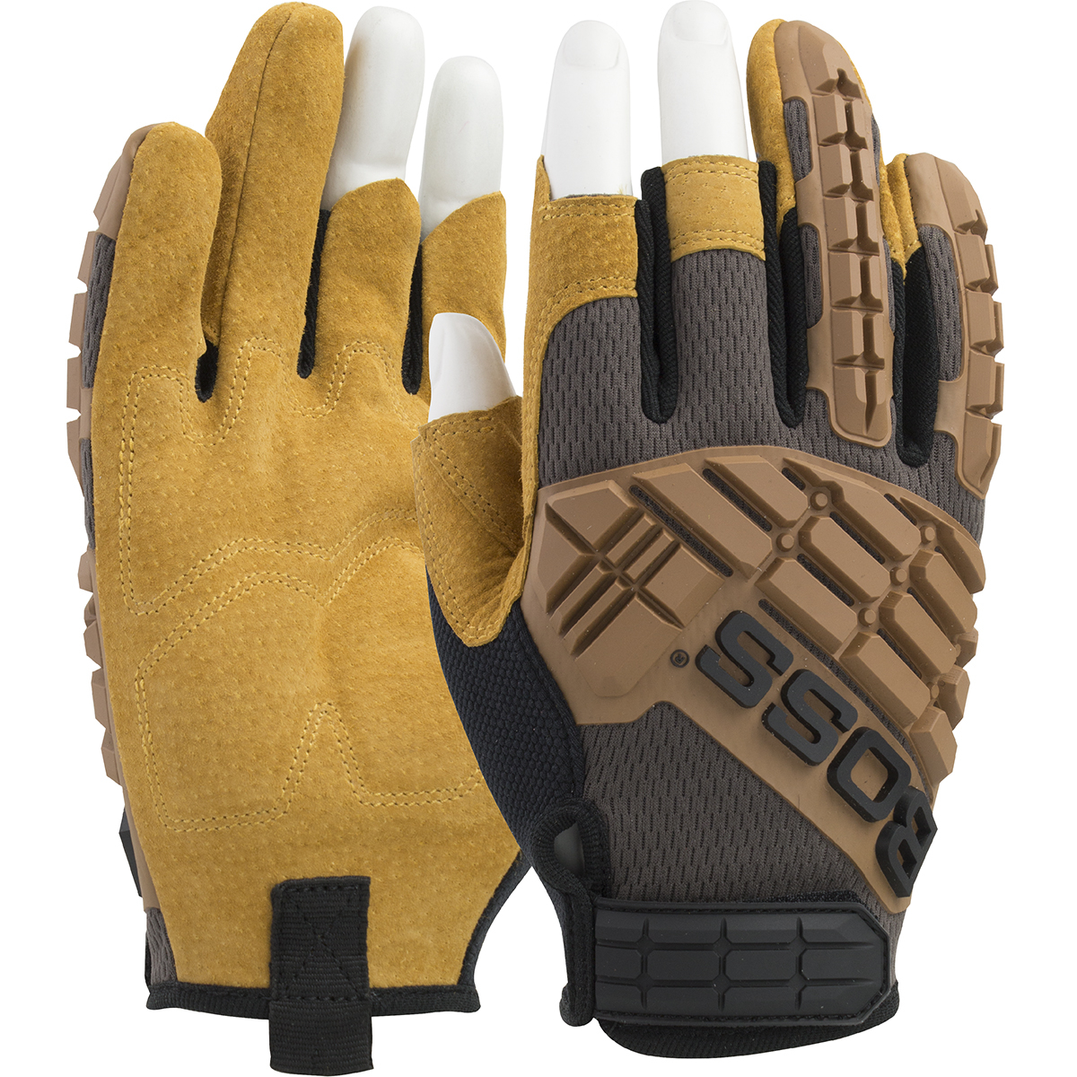 120-MF1360T  PIP® Boss® Premium Pigskin Padded Leather Palm Framer Gloves with Mesh Fabric Back and TPR Impact Protection