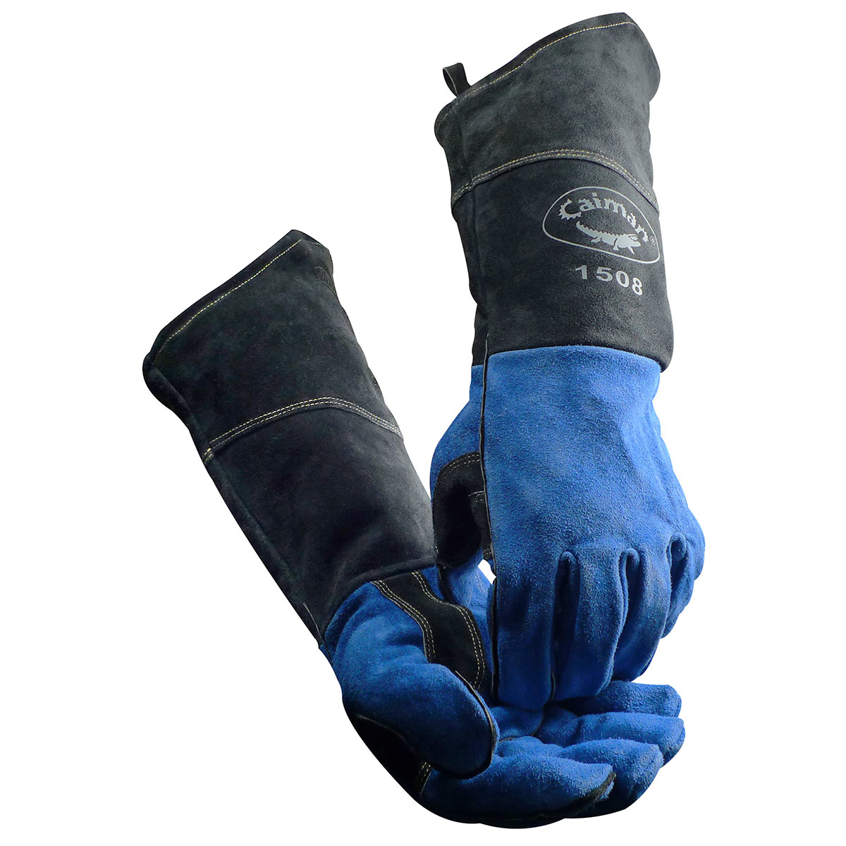 1508 Caiman® 18-in Cow Split Fleece Lined MIG/Stick Welding Gloves w/ Scalloped Cuffs