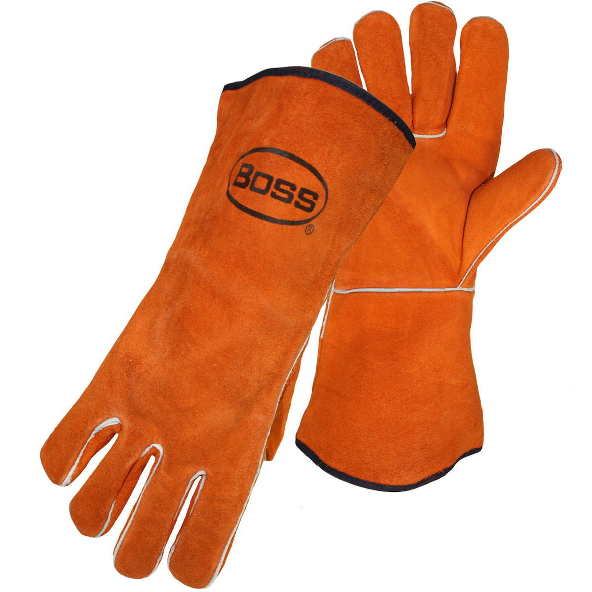 1JL0943K Boss® Split Cowhide Leather Welders Glove, Fleece Lined Palm - Wing Thumb