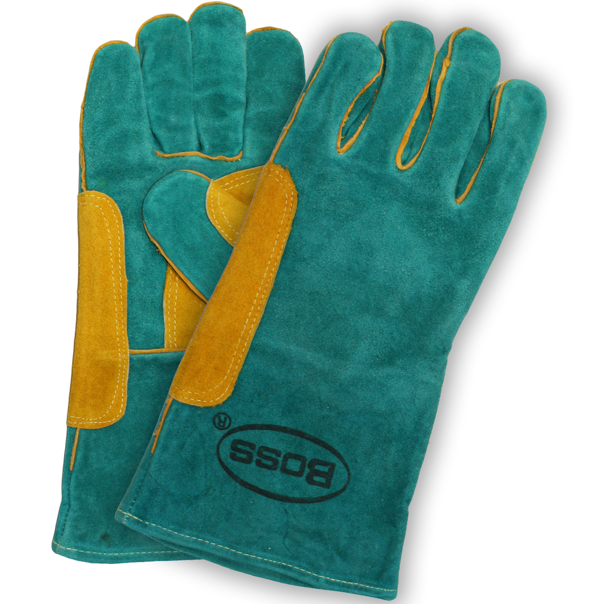 1JL0946K Boss® Split Cowhide Leather Welders Glove, Fleece Lined Palm, Fully Lined - Wing Thumb