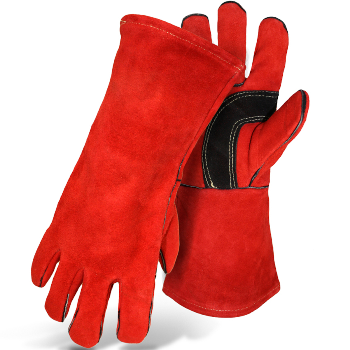 1JL0993K Boss® Split Cowhide Leather Welders Glove, Fleece Lined Palm, Fully Lined - Wing Thumb