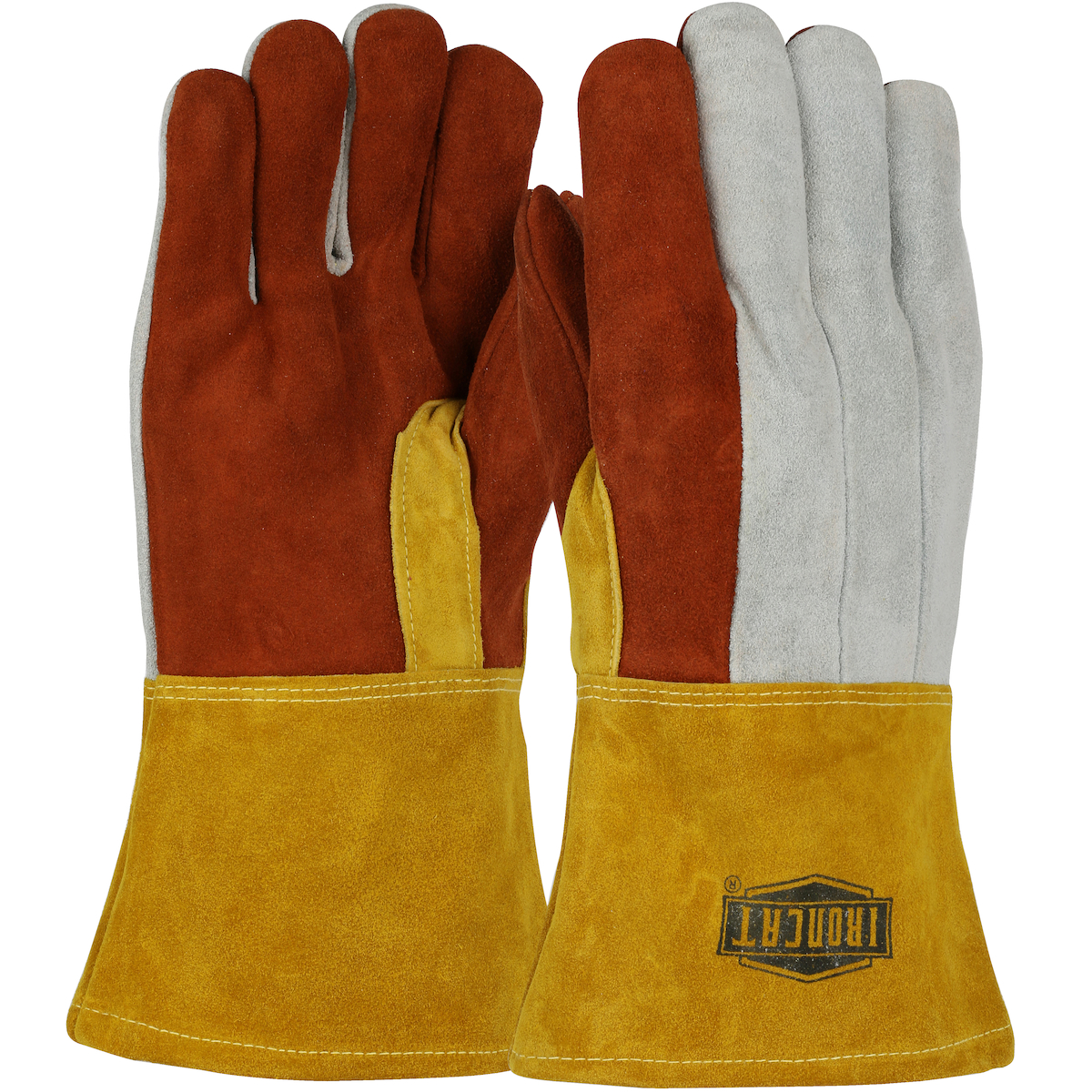 2086GLF PIP® Ironcat Premium Heavy Split Cowhide 14-inch Foundry Glove with Cotton Lining and Kevlar® Stitching - Leather Gauntlet Cuff