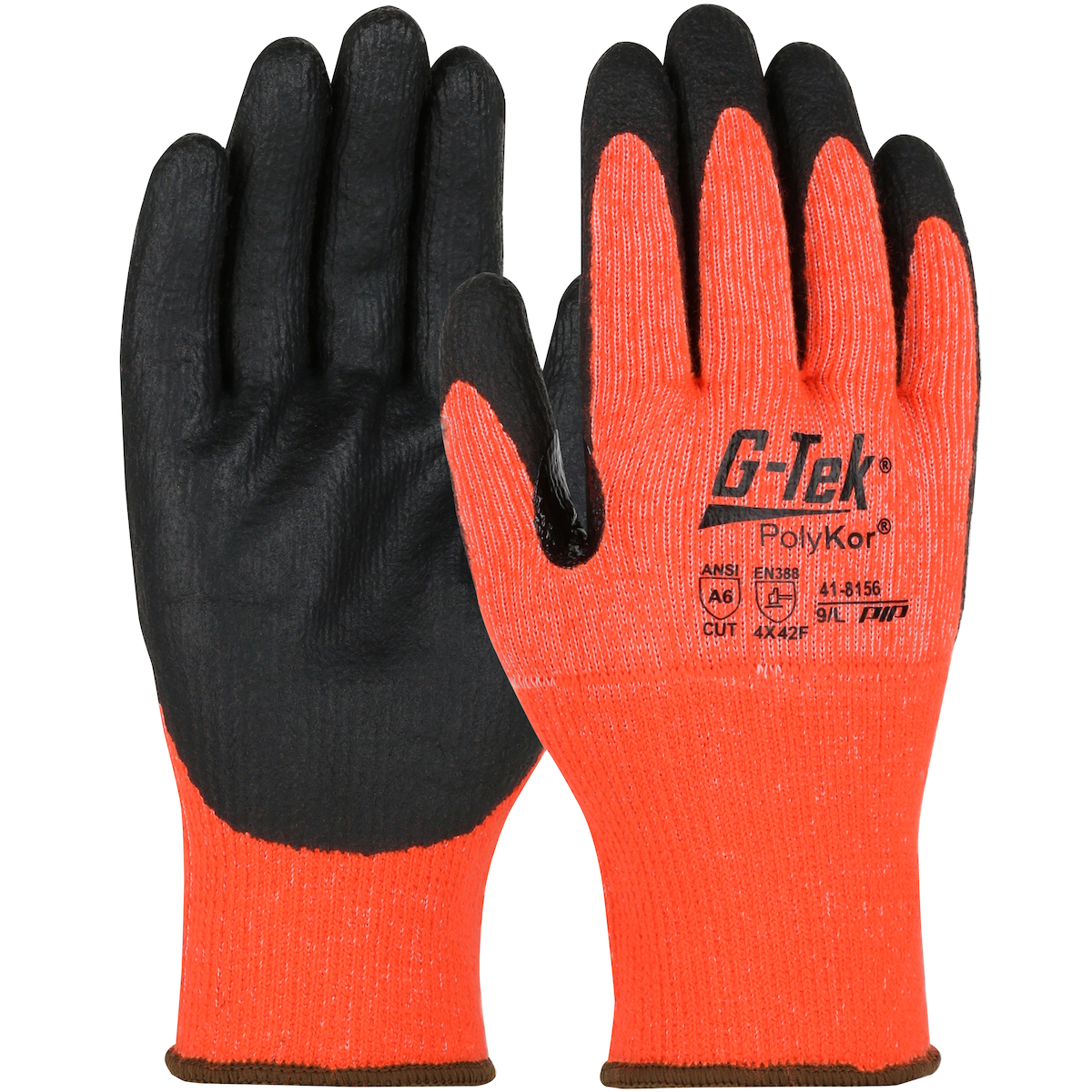#41-8156 PIP® G -Tek® PolyKor® Seamless Knit Hi-Viz Winter Work Glove with Nitrile MicroSurface Grip on Palm & Fingers - Touchscreen Compatible