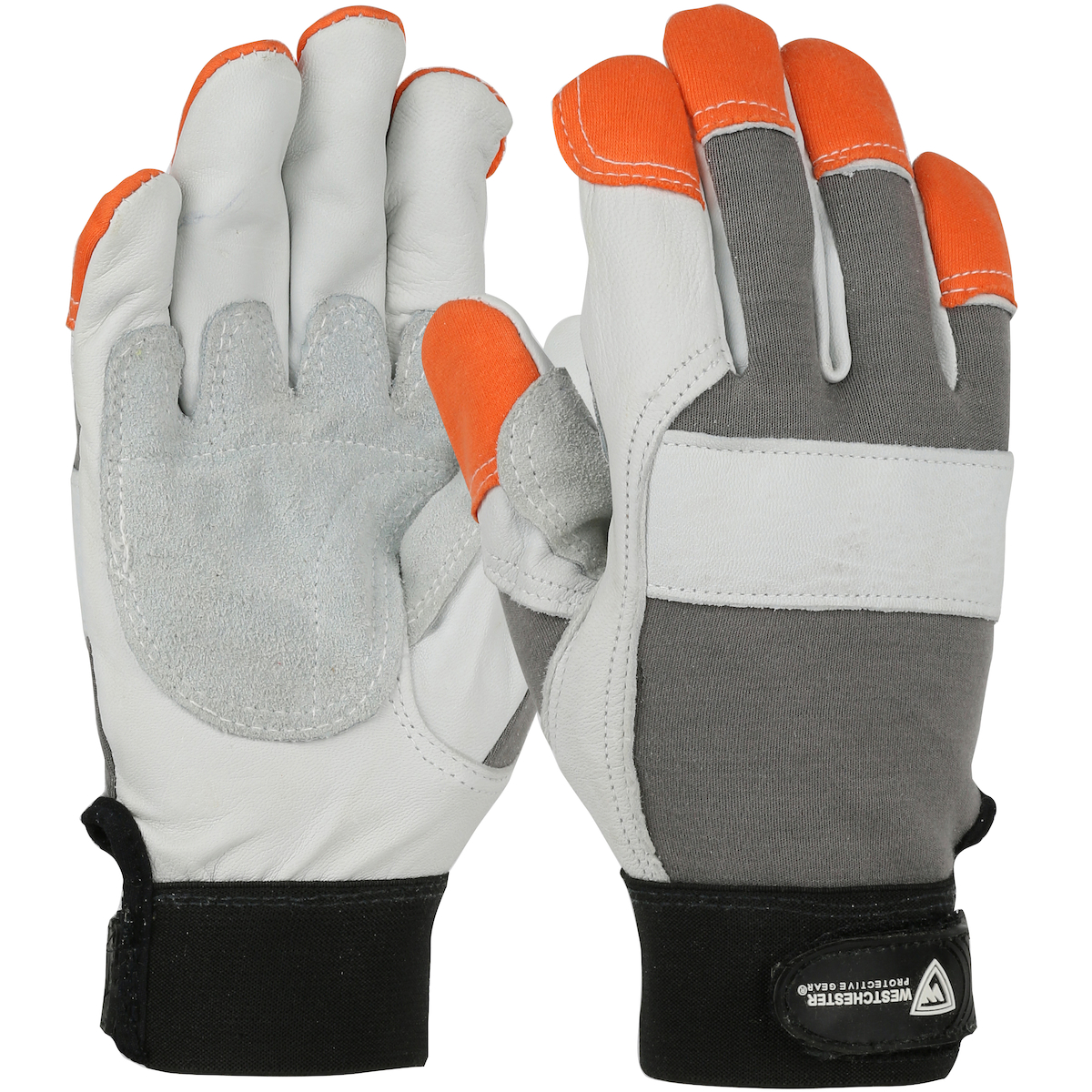 86565 PIP® Goatskin Leather Glove with Split Cowhide Palm Patch and Nomex® Back - Orange FR Fingertips