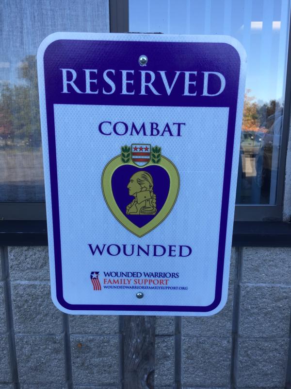 Reserved Parking Sign for Purple Heart Combat Wounded Veterans