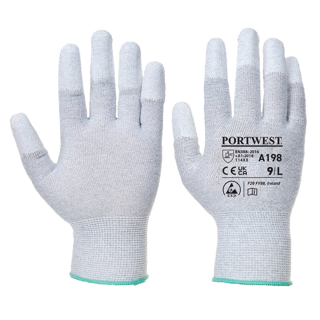 A198 Portwest® Antistatic PU coated Fingertip Work Gloves
