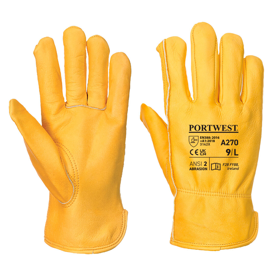 A270 Portwest® Classic Full Grain Cowhide Driver Work Gloves